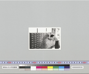 カード目録を調べる学生