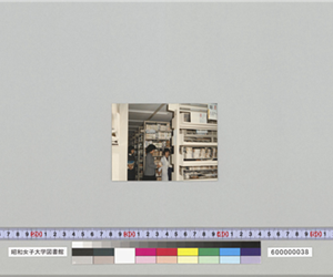 近代文庫書庫にいる図書館員と利用者