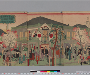 東京名所銀座通朝野新聞社盛大之眞圖