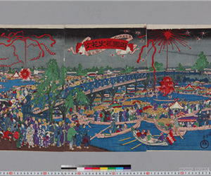 両國橋大花火 : 東京名所之内川開之圖