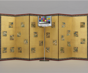 源氏物語絵貼交屏風　左隻