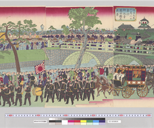 明治九年六月二日奥羽御巡幸萬世橋之眞景